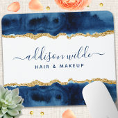 Tapis De Souris Aquarelle bleu marine et or