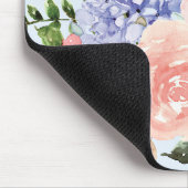 Tapis De Souris Aquarelle Bleu rose Hydrangée Peony Ressort Floral (Coin)