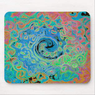 Tapis De Souris Aquarelle bleu Super Abstrait rétro liquide