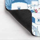 Tapis De Souris Aquarelle bleue et blanche Santorin Grèce (Coin)