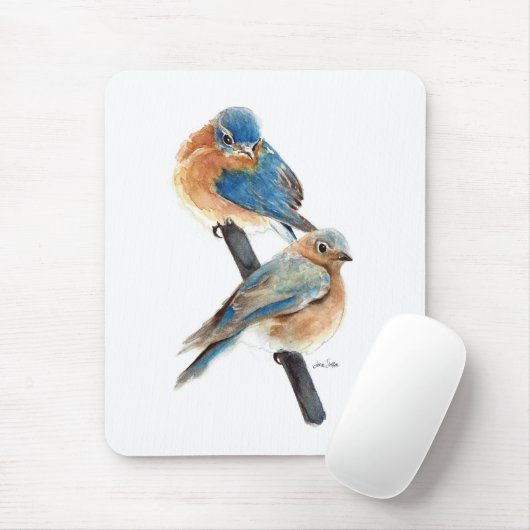 Tapis De Souris Aquarelle Bluebird Couple Art (Avec souris)