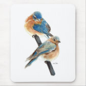 Tapis De Souris Aquarelle Bluebird Couple Art (Devant)