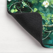Tapis De Souris Aquarelle botanique Fleurs blanches Feuilles verte (Coin)