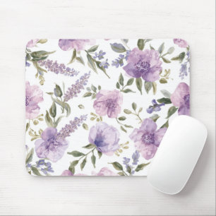 Tapis De Souris Aquarelle botanique florale violette lavande