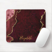 Tapis De Souris Aquarelle Burgundy Gold Marble Agate Géode (Avec souris)