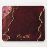 Tapis De Souris Aquarelle Burgundy Gold Marble Agate Géode<br><div class="desc">Elégante aquarelle moderne Bourgogne et doré Marbre Agate Géode Pad</div>