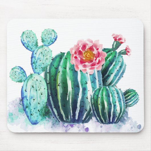 Tapis De Souris aquarelle Cactus (Devant)