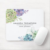 Tapis De Souris Aquarelle Cactus du désert Succulents (Avec souris)