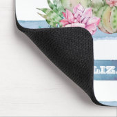 Tapis De Souris Aquarelle Cactus Fleurs Succulentes Stripes (Coin)