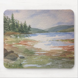 Tapis De Souris Aquarelle Calme Marée Basse Ligne Côtière Océaniqu