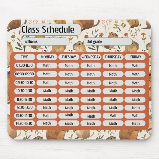 Tapis De Souris Aquarelle Capybara Motif de classe 2024 (Devant)