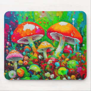 Tapis De Souris Aquarelle Champignons Abstraits
