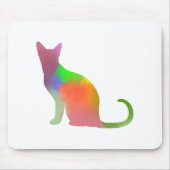 Tapis De Souris Aquarelle Chat Silhouette (Devant)