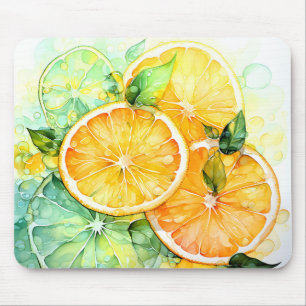 Tapis De Souris Aquarelle Citron Orange Citron Vert Botanique Cuis