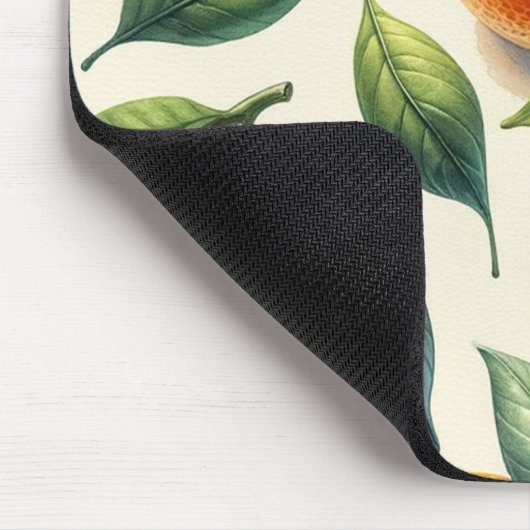 Tapis De Souris Aquarelle Citrus Orange Feuille Mariage (Coin)