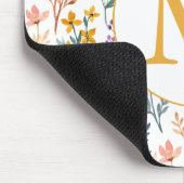 Tapis De Souris Aquarelle colorée Fleur de printemps Motif Monogra (Coin)