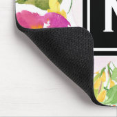 Tapis De Souris Aquarelle colorée Le printemps fleurit Monogramme  (Coin)