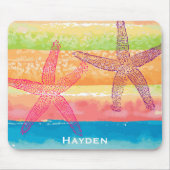 Tapis De Souris Aquarelle colorée rayures Starfish Personnalisé (Devant)