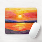 Tapis De Souris Aquarelle Coucher de soleil Mousepad (Avec souris)