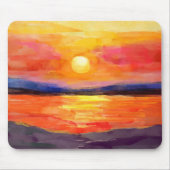 Tapis De Souris Aquarelle Coucher de soleil Mousepad (Devant)
