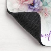 Tapis De Souris Aquarelle Couleurs Pastel Floral Nom Script Vertic (Coin)