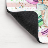 Tapis De Souris Aquarelle Crème glacée, Macarons, Bandes roses (Coin)