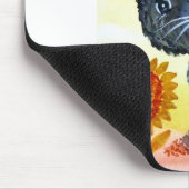 Tapis De Souris Aquarelle d'arbre de fleur de tournesol de chat (Coin)