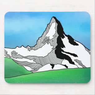 Tapis De Souris Aquarelle d'art de la ligne Matterhorn Switzerland