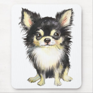 Tapis De Souris Aquarelle de Chien Chien Coquelet Long Haied Chihu