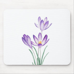 Tapis De Souris aquarelle de fleur de crocus pourpre
