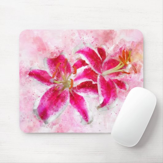 Tapis De Souris Aquarelle de fleur de Stargazer Lily - wb 03 (Avec souris)