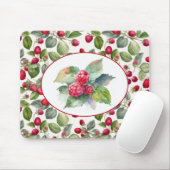 Tapis De Souris Aquarelle de framboises mignonnes (Avec souris)