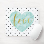 Tapis De Souris Aquarelle de la menthe et de l'or "Amour" (Avec souris)