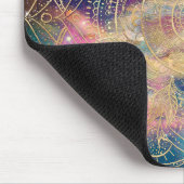 Tapis De Souris Aquarelle de mandala d'or élégant & Nebula colorée (Coin)