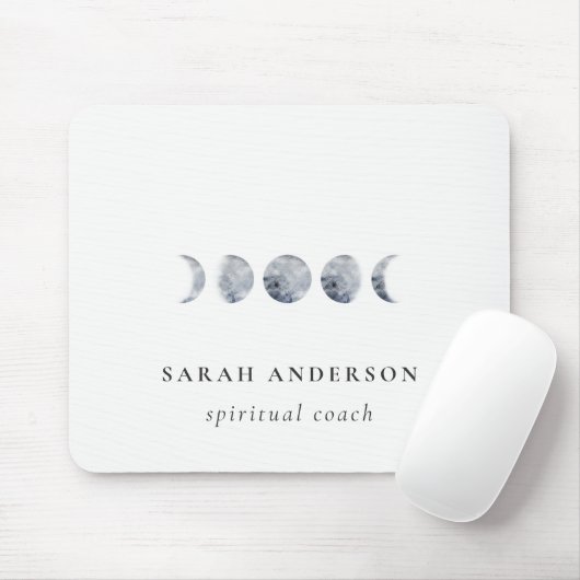 Tapis De Souris Aquarelle de phase de lune céleste grise simple (Avec souris)