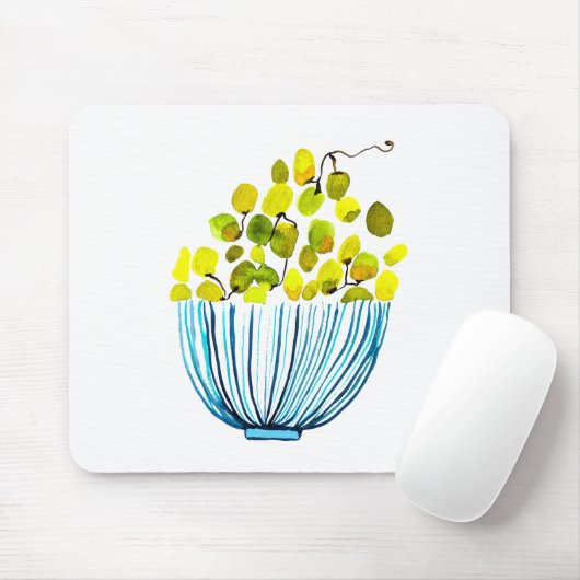 Tapis De Souris Aquarelle de raisins fruits mignons (Avec souris)