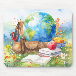 Tapis de souris aquarelle de rentrée scolaire