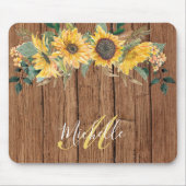 Tapis De Souris Aquarelle de tournesol en bois rustique personnali (Devant)