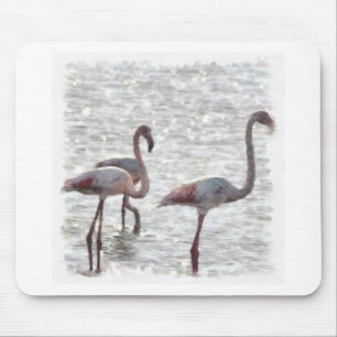 Tapis De Souris Aquarelle de trois Flamants roses