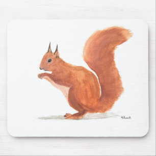 Tapis De Souris Aquarelle d'écureuil animal boisé terrain bébé pép