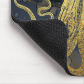 Tapis De Souris Aquarelle d'encre d'octopus Vintage doré côtier (Coin)