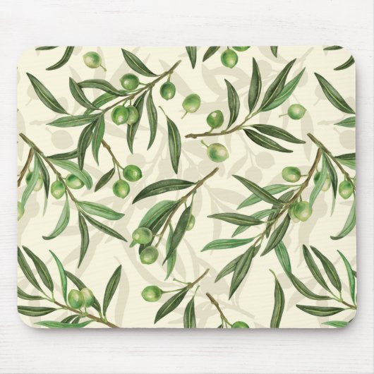 Tapis De Souris Aquarelle des branches d'olive (Devant)
