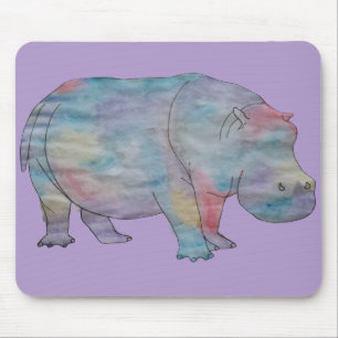 Tapis De Souris Aquarelle d'hippopotame