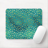 Tapis De Souris Aquarelle dorée et Turquoise Glam moderne Mousepad (Avec souris)