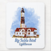 Tapis De Souris Aquarelle du phare de Big Sable Point - Michigan (Devant)