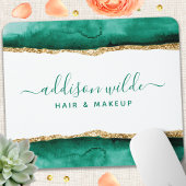 Tapis De Souris Aquarelle Emeraude Vert Et Or