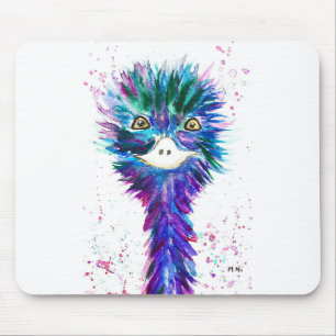 Tapis De Souris Aquarelle emu animal oiseau mignon coloré violet
