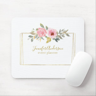 Tapis De Souris Aquarelle Fleur Sauvage Luxuriante Floral Rose Ten