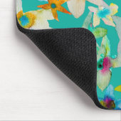 Tapis De Souris Aquarelle fleurs bleues blanches (Coin)