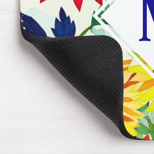 Tapis De Souris Aquarelle Fleurs Monogrammes (Coin)